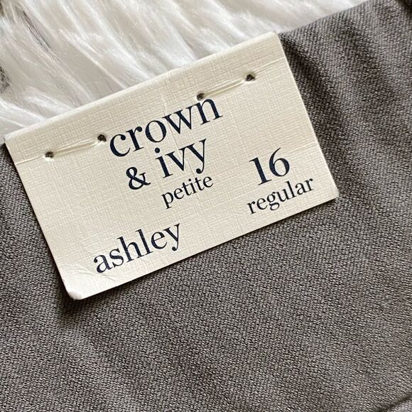Crown & Ivy Petite Ashley Pants Gray Pull On New Elastic Waist Womens Size 16 - Picture 5 of 10